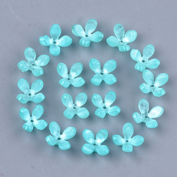 

PandaHall Cellulose Acetate(Resin) Bead Caps, 4-Petal, Flower, Sky Blue, 13x13x3mm, Hole: 1mm Cellulose Acetate Blue