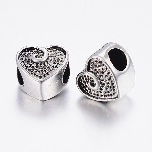 

PandaHall 304 Stainless Steel European Beads, Large Hole Beads, Heart, Antique Silver, 10.5x11.5x9mm, Hole: 5mm 304 Stainless Steel Heart
