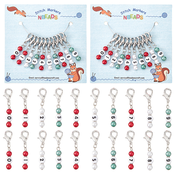 

PandaHall Christmas Theme Acrylic Beaded Locking Stitch Markers, Zinc Alloy Lobster Claw Clasps Locking Stitch Marker, Mixed Color, 4.2cm..., Multicolor
