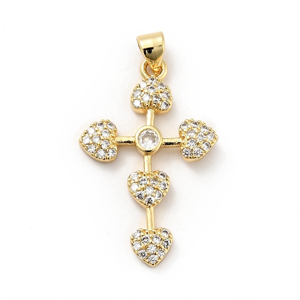 

PandaHall Rack Plating Brass Micro Pave Cubic Zirconia Pendants, Long-Lasting Plated, Lead Free & Cadmium Free, Cross with Heart, Religion..., Clear