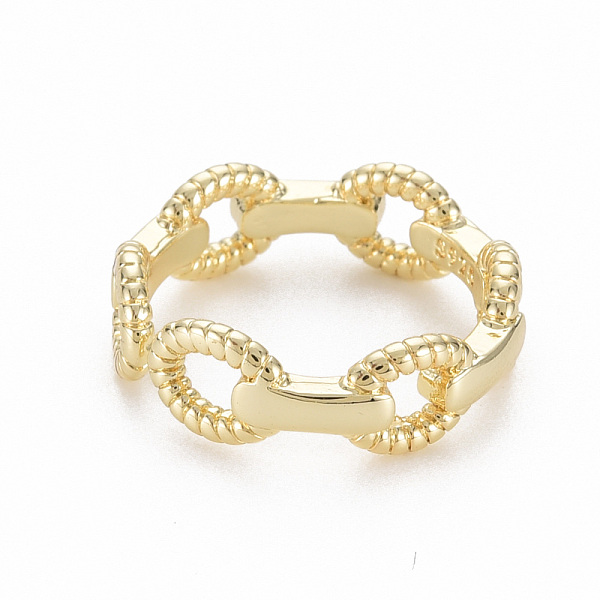 

PandaHall Brass Finger Rings, Cable Chain Shape, Nickel Free, Real 16K Gold Plated, US Size 6(16.5mm) Brass