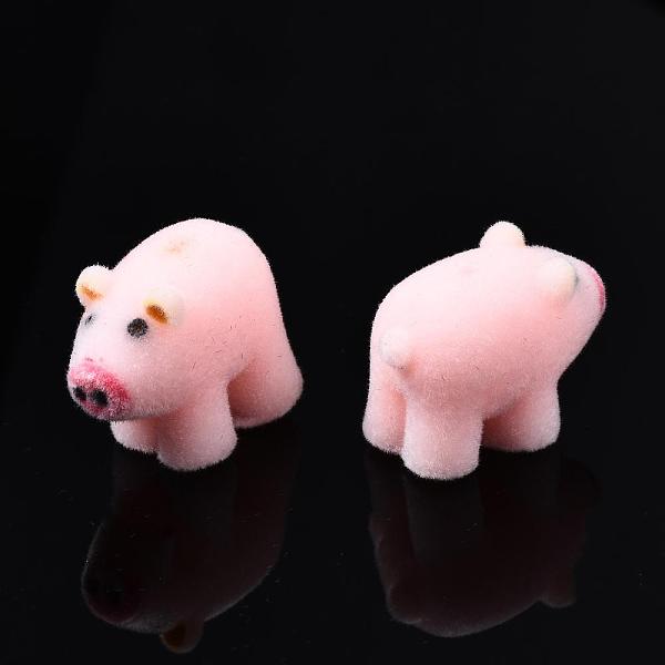 

PandaHall Flocky Plastic Beads, Half Drilled, Pig, Pink, 19x19.5x10.5mm, Half Hole: 1.2mm Plastic Pig Pink