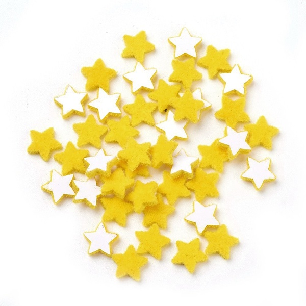 

PandaHall Flocky Acrylic Cabochons, Star, Goldenrod, 9x9x2mm Acrylic Star Gold