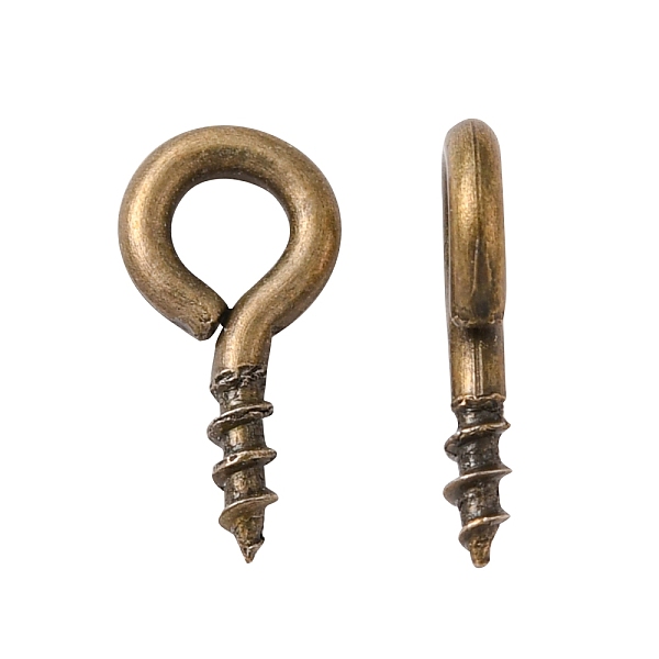 

PandaHall Iron Screw Eye Pin Peg Bails, For Half Drilled Beads, Lead Free & Nickel Free, Antique Bronze, 8x4x1mm, Hole: 2mm Iron