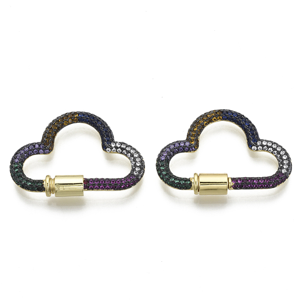 

PandaHall Brass Micro Pave Cubic Zirconia Screw Carabiner Lock Charms, for Necklaces Making, Cloud, Nickel Free, Real 16K Gold Plated...
