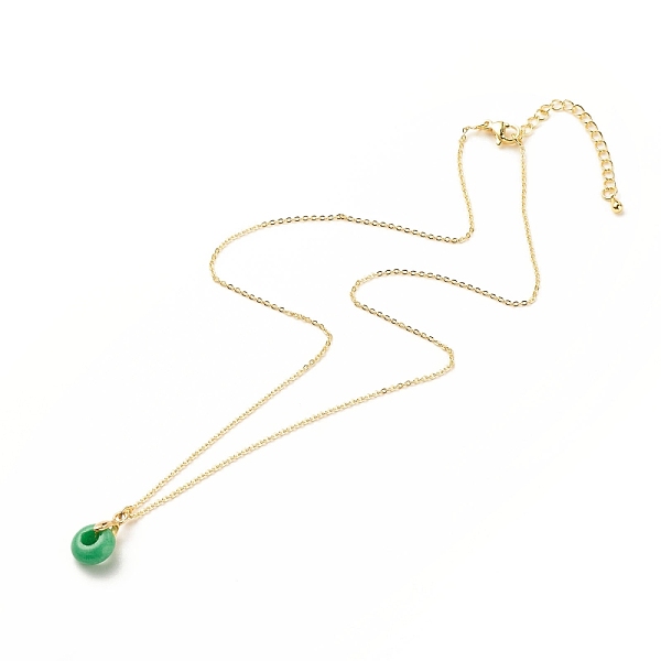 Collar Con Colgante De Jade De Malasia Natural Rondelle Con Cadenas De Cable De Latón Para Mujer