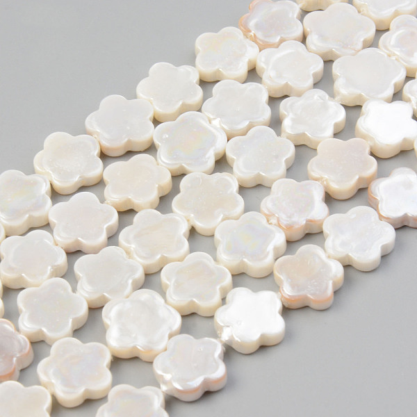 

PandaHall Electroplate Natural Freshwater Shell Beads Strands, Flower, Seashell Color, 10.5x11x3mm, Hole: 0.8mm, about 35pcs/strand, 14.84...