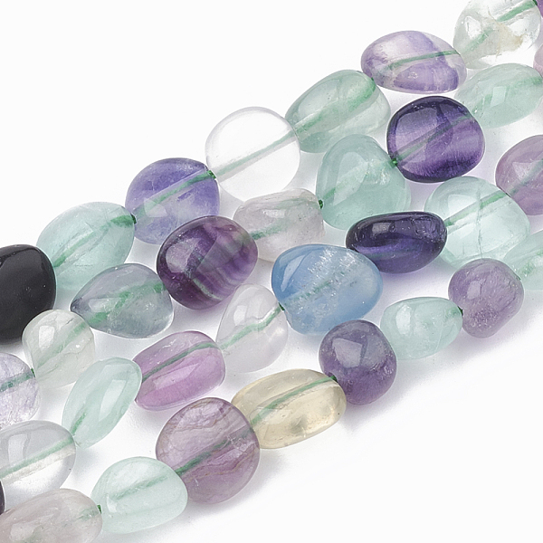 

PandaHall Natural Fluorite Beads Strands, Oval, 5~15x4~10x2~6mm, Hole: 1mm, about 40~60pcs/strand, 15.7 inch Fluorite Oval