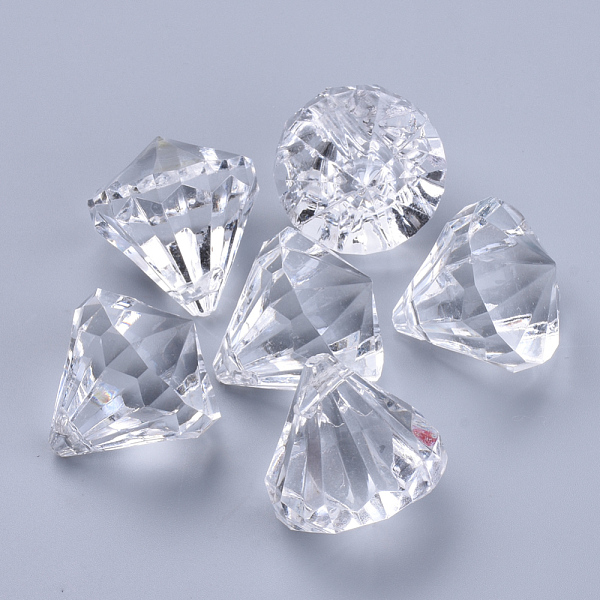 PandaHall Transparent Acrylic Pendants, Faceted, Diamond, Clear, 26x24mm, Hole: 2.5mm, about 80pcs/500g Acrylic Diamond Clear