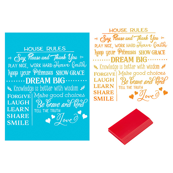 PandaHall GORGECRAFT House Rules Silk Screen Stencils Kit Include Self Adhesive Silkscreen Stencils and Reusable Screen Printing Squeegees...