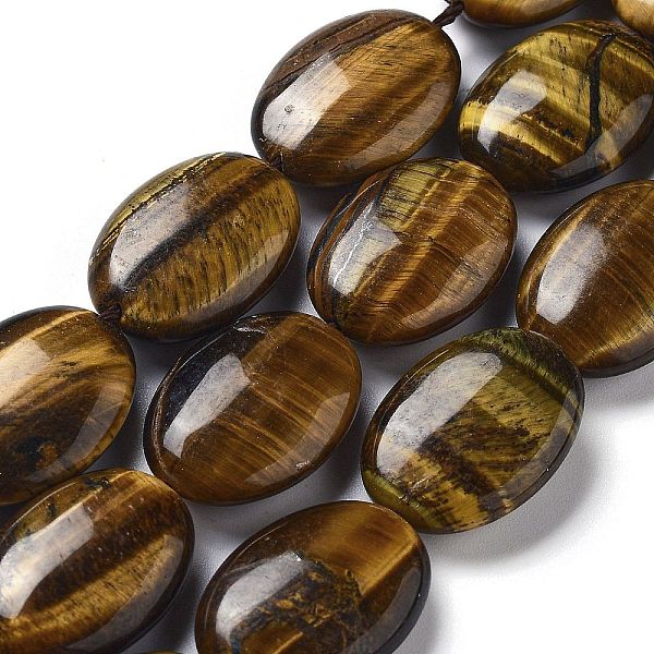 

PandaHall Natural Tiger Eye Beads Strands, Flat Oval, Yellow, 25x18x8~9mm, Hole: 0.9~1mm, about 8pcs/strand, 7.72''~7.87''(19.6~20cm) Tiger...