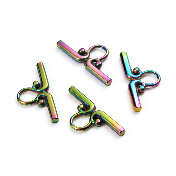 

PandaHall Ion Plating(IP) 304 Stainless Steel Toggle Clasps Parts, Bar, Rainbow Color, 22x10x2mm, Hole: 5x4mm 304 Stainless Steel Others