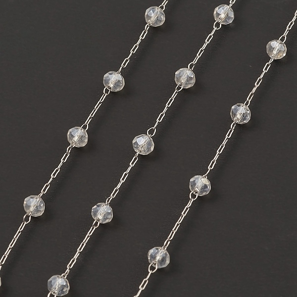 

PandaHall Glass Round Beaded Chains, with 304 Stainless Steel Findings, Unwelded, with Spool, Clear, 3x3.5mm, about 16.40 Feet(5m)/Roll 304...
