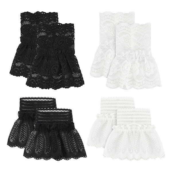 

PandaHall BENECREAT 4 Pairs 4 Style Lace Detachable Cuffs, Sweater Decorative Ruffles, False Sleeve Cuffs, Mixed Color, 120~150x130~135x3mm..., Multicolor