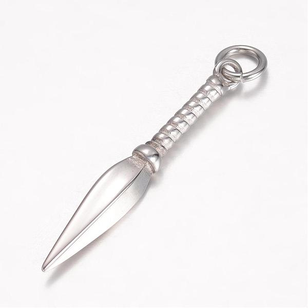

PandaHall 304 Stainless Steel Pendants, Spear, Stainless Steel Color, 48.5x7x5mm, Hole: 5.5mm 304 Stainless Steel Tool