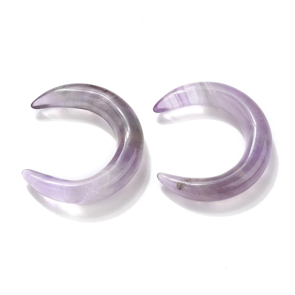 

PandaHall Natural Amethyst Beads, No Hole, for Wire Wrapped Pendant Making, Double Horn/Crescent Moon, 31x28x6.5mm Amethyst Moon