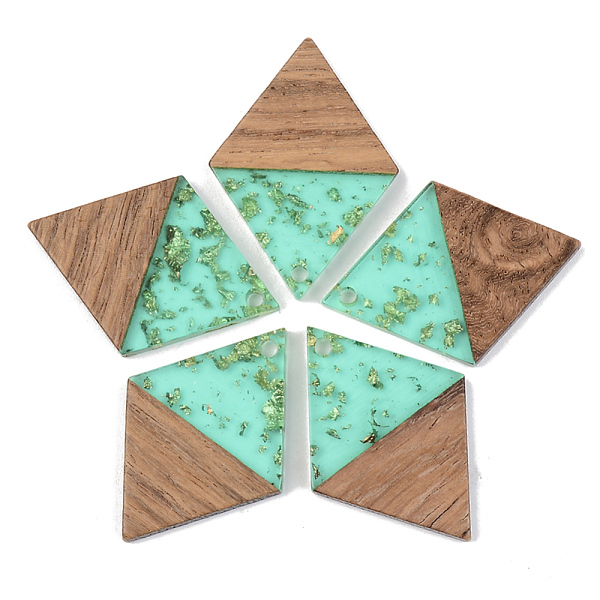 

PandaHall Transparent Resin & Walnut Wood Pendants, with Gold Foil, Rhombus, Pale Turquoise, 34x24x3mm, Hole: 2mm Resin+Wood Rhombus Cyan