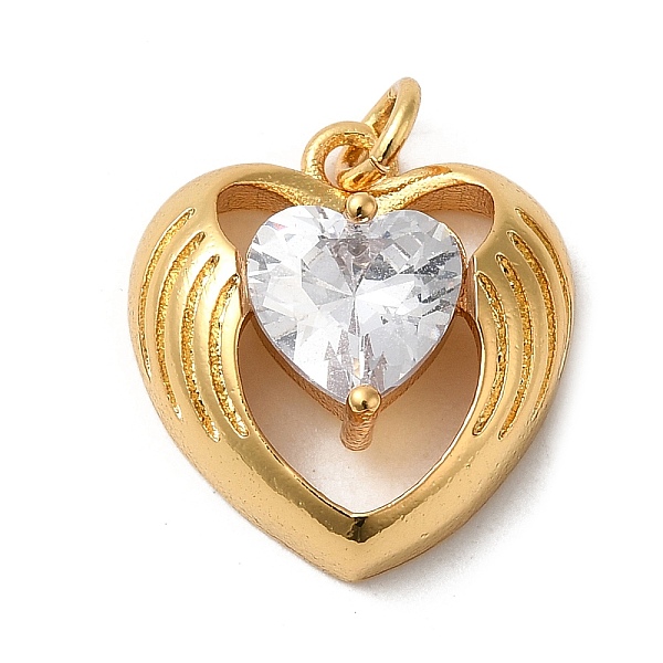 

PandaHall Heart with Wing Rack Plating Brass Clear Cubic Zirconia Pendants, with Jump Ring, Long-Lasting Plated, Lead Free & Cadmium Free...