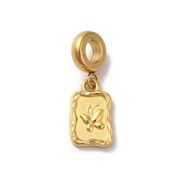 

PandaHall Ion Plating(IP) 304 Stainless Steel European Dangle Charms, Large Hole Pendants, Rectangle with Butterfly Pattern, Golden, 25mm...