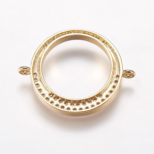 

PandaHall Brass Micro Pave Cubic Zirconia Links, Ring, Clear, Golden, 21x26x3mm, Hole: 1mm Brass+Cubic Zirconia Ring Clear
