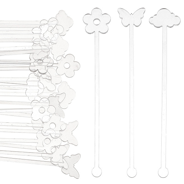 

PandaHall 30Pcs 3 Style Transparent Acrylic Stirring Rods, Butterfly & Cloud & Flower, Clear, 150x24.5~28x3mm, 10pcs/style Acrylic Mixed...