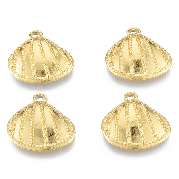 

PandaHall Ion Plating(IP) 304 Stainless Steel Pendants, Shell Shape, Real 18K Gold Plated, 21.5x22x4.5mm, Hole: 3mm 304 Stainless Steel...