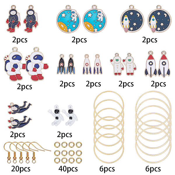 

PandaHall SUNNYCLUE Spaceflight Theme, DIY Earring Making, with Alloy Pendants, Enamel and Brass Earring Findings, Mixed Shapes, Mixed Color..., Multicolor