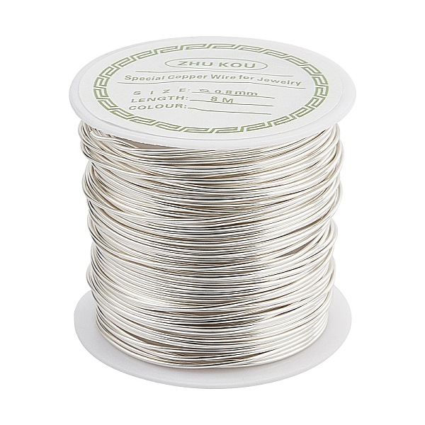 

PandaHall Round Copper Wire Copper Beading Wire for Jewelry Making, Long-Lasting Plated, Silver Color Plated, 20 Gauge, 0.8mm, about 26.24...