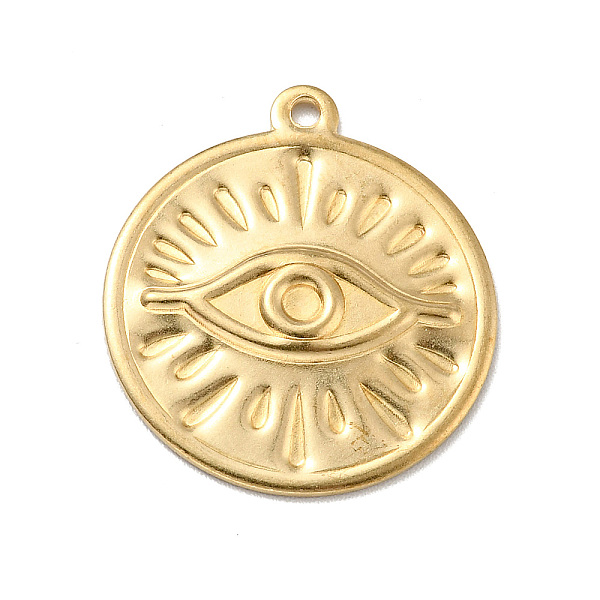 

PandaHall Brass Pendants, Flat Round with Eye, Golden, 23x20x2mm, Hole: 1.2mm Brass Flat Round