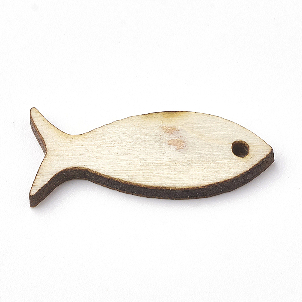 

PandaHall Wooden Cabochons, Laser Cut Wood Shapes, Fish, PapayaWhip, 30x13x2.5mm Wood Fish Orange