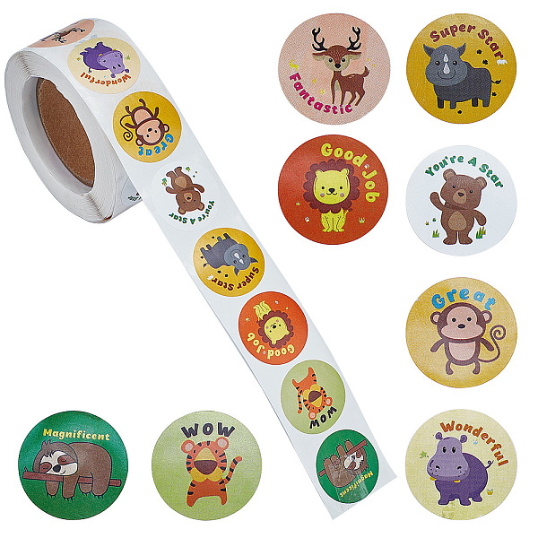 

PandaHall CRASPIRE Animal Self-Adhesive Paper Gift Tag Stickers, Adhesive Labels On A Roll for Party, Christmas Holiday Decorative Presents..., Multicolor