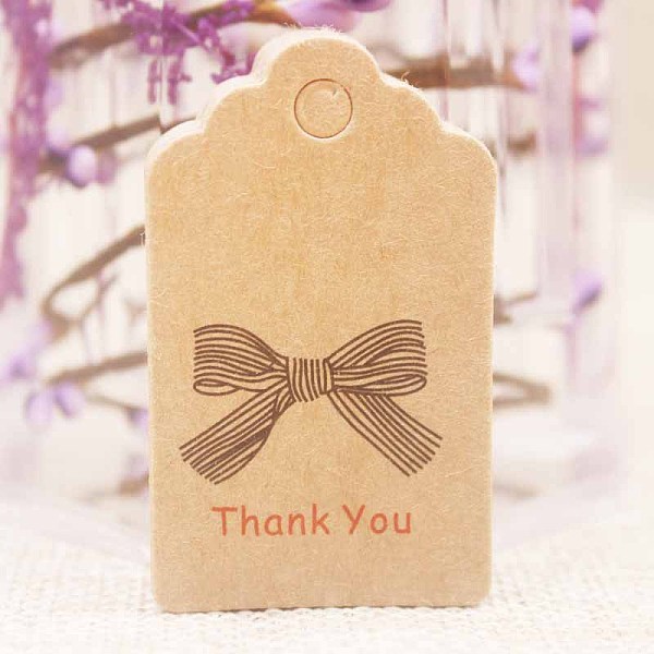

PandaHall Paper Gift Tags, Hange Tags, For Arts and Crafts, For Thanksgiving, Rectangle with Bowknot and Word Thank You, BurlyWood..., Orange