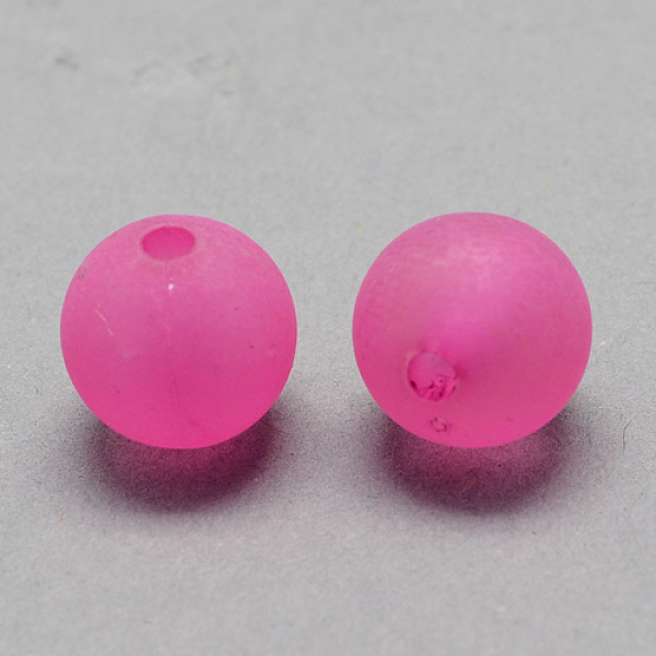 

PandaHall Transparent Acrylic Ball Beads, Frosted Style, Round, Hot Pink, 8mm, Hole: 2mm, about 1892pcs/500g Acrylic Round Pink