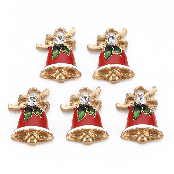 

PandaHall Alloy Enamel Pendants, with Crystal Rhinestone, Light Gold, Cadmium Free & Nickel Free & Lead Free, Christmas Bell, Red, 19x13x4mm...
