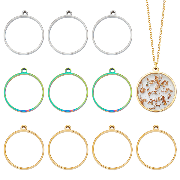 

PandaHall Unicraftale 12Pcs 3 Styles 304 Stainless Steel Open Back Bezel Flat Round Pendants, For DIY UV Resin, Epoxy Resin, Pressed Flower...