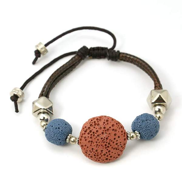 

PandaHall Lava Rock Beads Bracelets, Waxed Cotton Cord with Alloy Findings, Mixed Color, 46mm, Lava Rock Beads: 12~21x7~11mm, Alloy findings..., Multicolor