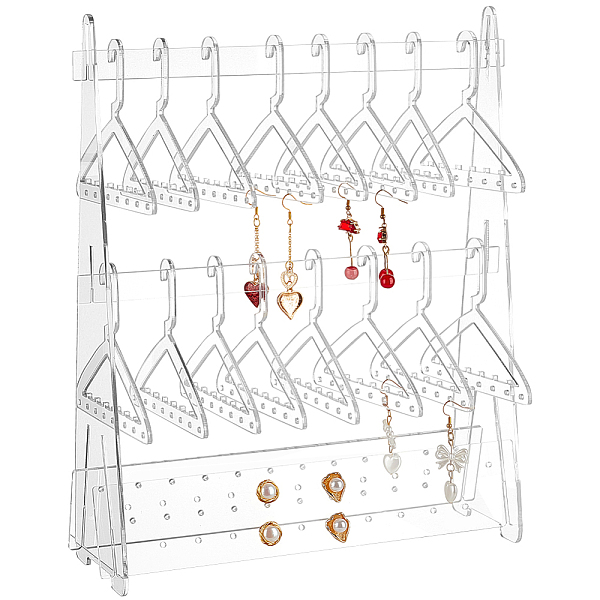 

PandaHall PH 136 Holes Acrylic Earring Holder, Coat Hanger Jewelry Display 2 Tier Dangle Earring Hanging Organizer Acrylic Ear Studs..., Clear