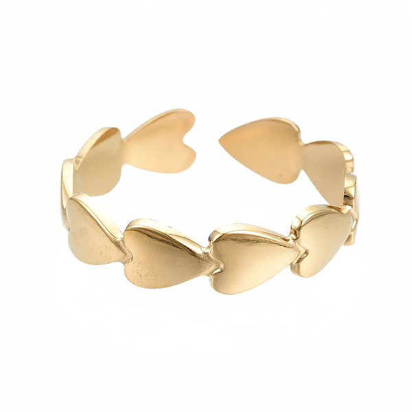

PandaHall 304 Stainless Steel Heart Wrap Open Cuff Ring, Chunky Ring for Women, Golden, US Size 9(18.9mm) 304 Stainless Steel