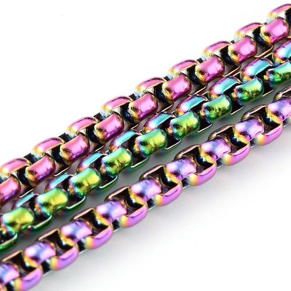 

PandaHall Ion Plating(IP) 304 Stainless Steel Box Chains, Unwelded, with Spool, Rainbow Color, 3x3x1.5mm, 32.8 Feet(10m)/roll 304 Stainless...