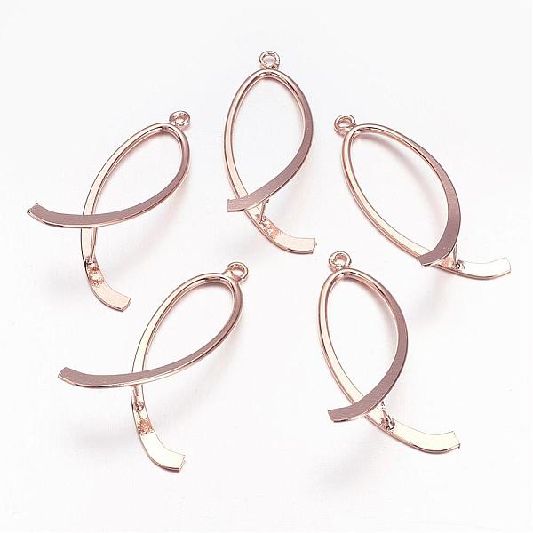 

PandaHall Brass Pinch Bails, Ice Pick, Rose Gold, about 17~18mm wide, 38~39mm long, hole: 2mm Brass