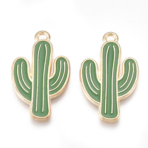 

PandaHall Alloy Pendants, Cadmium Free & Lead Free, with Enamel, Cactus, Light Gold, Green, 26x15.5x1mm, Hole: 1.4mm Alloy+Enamel Flower...