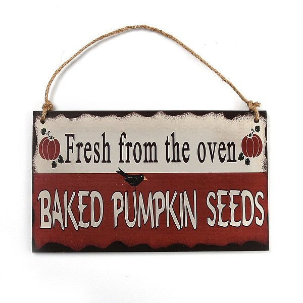 

PandaHall Halloween Wooden Door Hanging Welcome Sign Board, with Hemp Rope, for Home Office School Outdoor Decorations, Rectangle, Red, Word...
