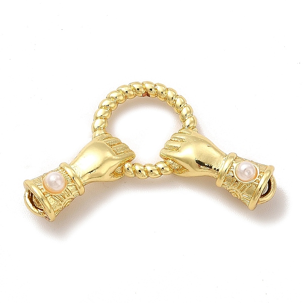 

PandaHall Rack Plating Brass with White Plastic Connector Charms, Cadmium Free & Lead Free, Hand with Ring Links, Real 18K Gold Plated...