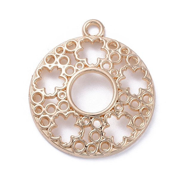 

PandaHall Zinc Alloy Open Back Bezel Pendants, For DIY UV Resin, Epoxy Resin, Pressed Flower Jewelry, Flat Round with Flower, Light Gold...