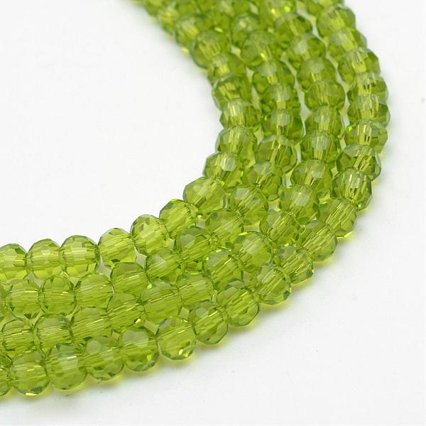

PandaHall Transparent Glass Bead Strands, Faceted Round, Olive, 4~5mm, Hole: 0.5mm, about 93~98pcs/Strand, 14.17~14.57 inch(36~37cm) Glass..., Green