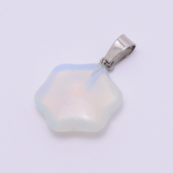 

PandaHall Opalite Pendants, with Stainless Steel Fiding, Flower, 25x19x6mm, Hole: 2.5x6mm Opalite Flower
