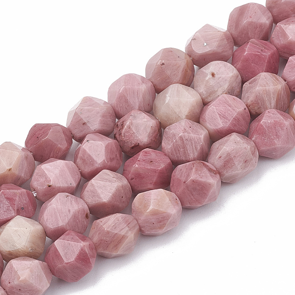 PandaHall Natural Rhodonite Beads Strands, Star Cut Round Beads, Faceted, 10x9~10mm, Hole: 1mm, about 36~38pcs/strand, 14.2~14.6 inch...