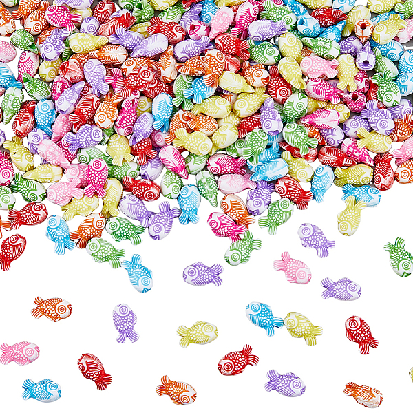 

PandaHall DICOSMETIC 3Bags Opaque Acrylic Beads, Fish, Mixed Color, 9x15x7.5mm, Hole: 2mm, about 100pcs/bag Acrylic Fish Multicolor