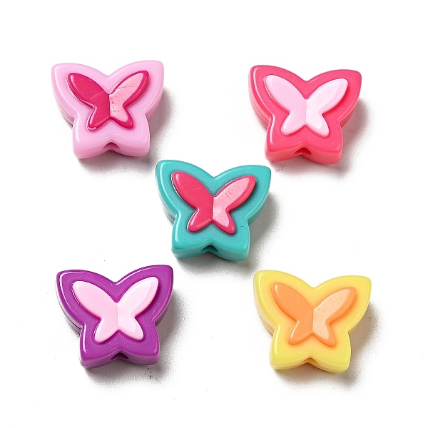 

PandaHall Two Tone Opaque Acrylic Beads, Butterfly, Mixed Color, 16x20x10.5mm, Hole: 3mm, about 250pcs/500g Acrylic Butterfly Multicolor