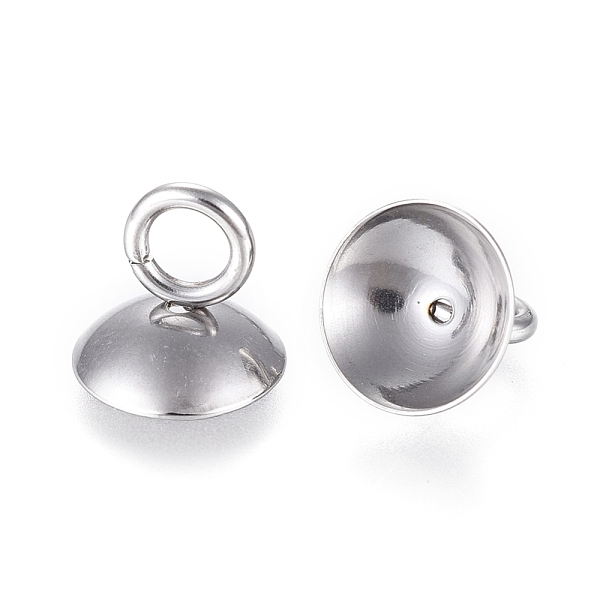 

PandaHall 202 Stainless Steel Bead Cap Pendant Bails, for Globe Glass Bubble Cover Pendants, Stainless Steel Color, 7x8mm, Hole: 3mm, Inner...
